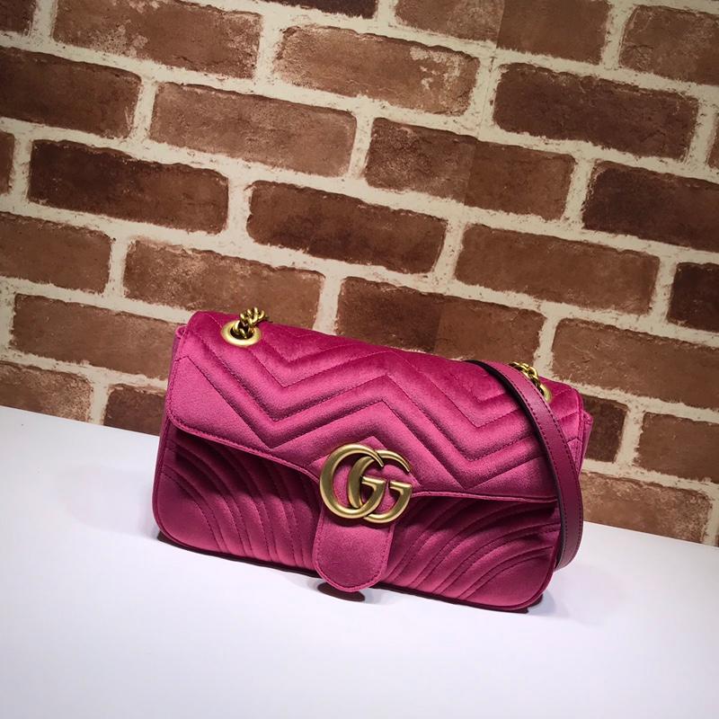 Gucci Chain Shoulder Bag 443497 Velvet Solid Rose